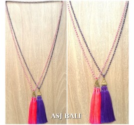crystal beads long strand triple pendant king caps necklaces fashion